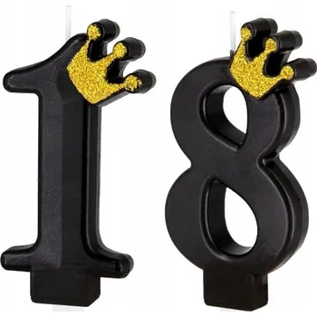 Svíčka ČERNÉ svíčky se zlatou korunou Svíčka na dort 18