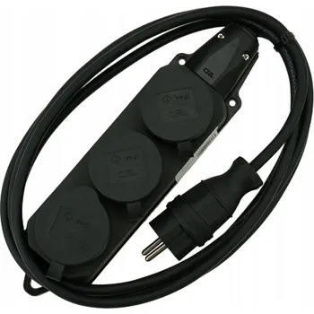 Napájecí kabel PRODLUŽOVACÍ KABEL STAVEBNÍ GUMOVÁ LIŠTA 3 ZÁSUVKY 3 METRY 3 X 1,5MM IP44
