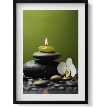 Obraz Dekorativní obraz v rámu do obýváku Zen relaxace příroda a kameny 50x70 cm