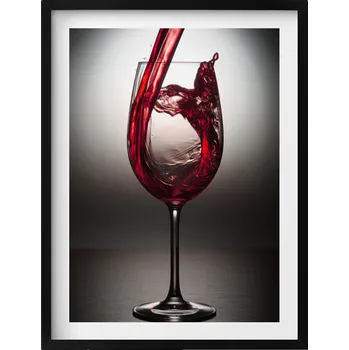 Obraz Obraz s černým rámem na zeď do obýváku kuchyně Sklenka vína 60x80 cm