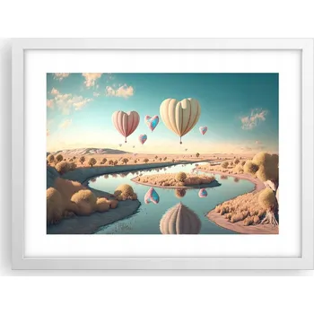 Obraz Obraz plakát v bílém rámu do obýváku 40x30 balóny foto plakáty na zeď