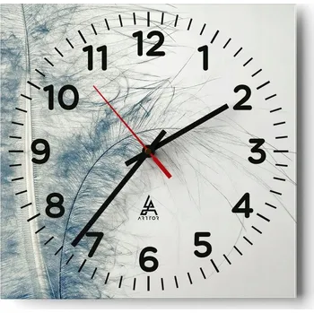 Hodiny Kuchyňské nástěnné hodiny 30x30 Peří Skleněné hodiny do obýváku Moderní Tiché