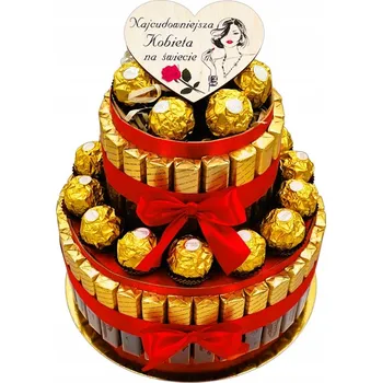 Bonboniéra Merci dort – – – 20 cm – Patrový dort s gravírováním, sada sladkostí