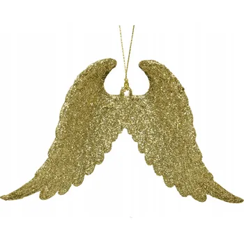 Vánoční dekorace Zlatý andělský přívěsek křídla na vánoční stromeček ozdoba
