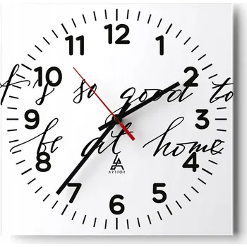 Hodiny Kuchyňské nástěnné hodiny 30x30 Typografie Skleněné hodiny do obýváku Moderní Tiché