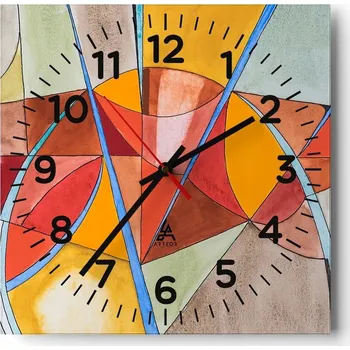 Hodiny Kuchyňské nástěnné hodiny 30x30 Abstrakce Skleněné hodiny do obýváku Moderní Tiché