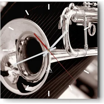 Hodiny Velké nástěnné hodiny na zeď 40x40 Hudba Skleněné hodiny Čtvercové Tiché