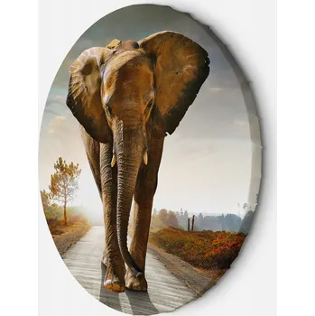 Obraz OBRAZ KULATÝ Slon na cestě DO LOŽNICE 60x60