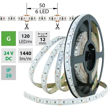 LED páska McLED ML-126.669.60.0 LED pásek SMD5050 G, 120LED/m, 28,8W/m, 1440lm/m, IP20, DC 24V, 12mm, 5m
