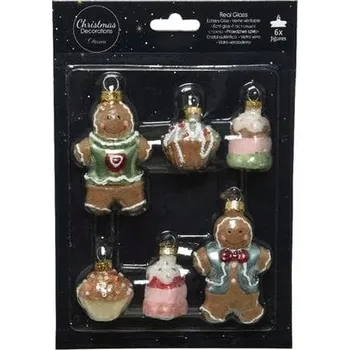 Vánoční dekorace Sada 6 Ks perníkových Sada vánočních koulí . Dekorace.