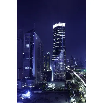 Obraz Plakát Pohled na mrakodrapy v noci bez rámu 20 x 30 cm