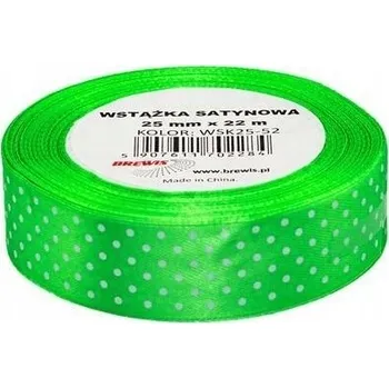 Stuha SATÉNOVÁ STUHA S PUNTÍKY SVĚTLE ZELENÁ 25MM X 22M