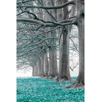 Obraz Plakát Stromy v řadě - tyrkysové listy bez rámu 61 x 90,5 cm