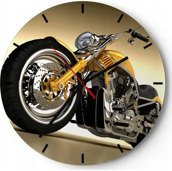 Hodiny Velké nástěnné hodiny 40x40 Motorka Skleněné hodiny Kulatý Tiché