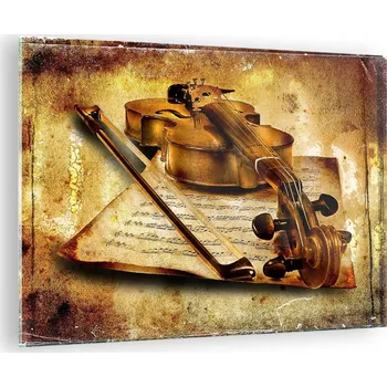 Obraz Obraz na skle do obýváku ložnice 70x50 housle obrazy na zeď sklo