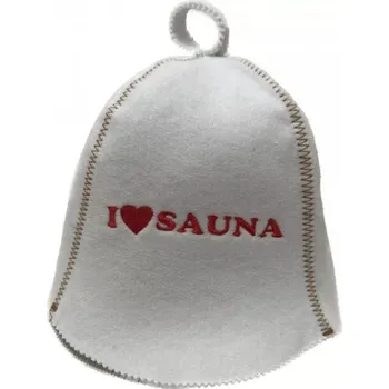 Pokrývka hlavy Plstěná saunová čepice v bílé barvě saténovým nápisem