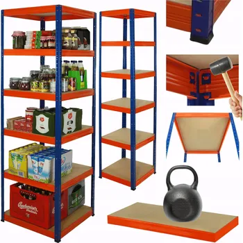 Dílenský regál Kovový regál do skladu HELIOS 213x30x30cm 6 polic x 175kg - ROBUSTNÍ