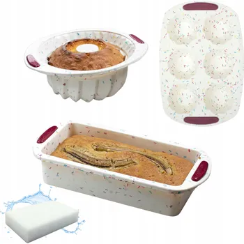 Nádoba na pečení SILIKONOVÁ FORMA SADA 3 FORMA NA BISKUPSKÝ CHLEBÍČEK FORMA NA BÁBOVKU NA MUFFINY K PEČENÍ