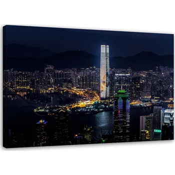 Obraz OBRAZ NA PLÁTNĚ OSVĚTLENÝ MRAKODRAP 100x70