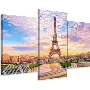 Obraz Třídílný obraz PAŘÍŽ Eiffelova věž 3D dekorace 60x40 cm