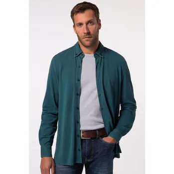 Pánská košile JP1880, Plus size Piké košile JP1880, dlouhé rukávy, límeček s knoflíky, vintage vzhled, Modern střih, do 8XL pro plnoštíhlé nadměrná velikost, 834835757-1452, tyrkysový, 3XL, Plus size oblečení, Oblečení pro vysoké muže, Nadměrné velikosti, Oblečení pro