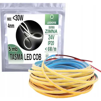 LED osvětlení LED COB pásek 4mm 24V neonová linka bílá studená 5m