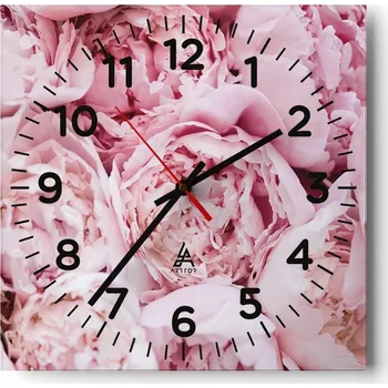 Hodiny Nástěnné hodiny do obýváku 40x40 Pivoňka Bezhlučné hodiny na skle Tiché