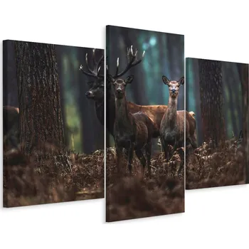 Obraz Obraz Tryptych JELEN Laně Stromy Příroda 3D 60x40