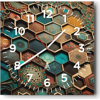 Hodiny Kuchyňské nástěnné hodiny 30x30 Krychle Skleněné hodiny do obýváku Moderní Tiché