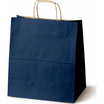 Nákupní taška Papírové tašky TMAVĚ MODRÉ 30x17x34 cm VELKÉ PROSTRANNÉ eko 50 ks