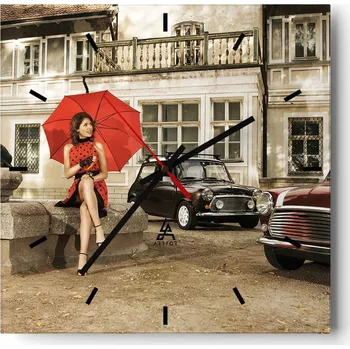 Hodiny Nástěnné hodiny do kuchyně 30x30 Žena Stylové hodiny na skle Loft Tiché