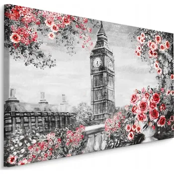 Obraz Obraz na plátně Pohled na BIG BEN a Květiny 40x30