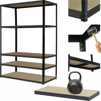Dílenský regál Kovový regál PREMIUM BLACK stojan HELIOS 213x100x45 cm 5 polic x 175 kg, nosnost 300 000 tun