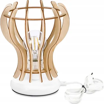 Lampička Noční lampa Stolní lampa loft LED E27 Dřevo