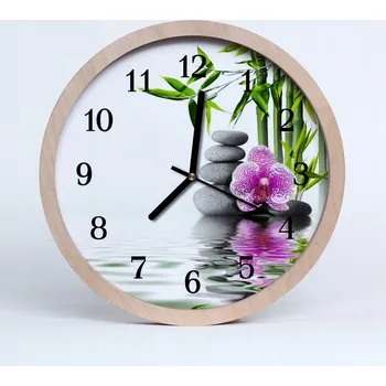 Hodiny Stylové nástěnné hodiny Kameny orchidej Květiny