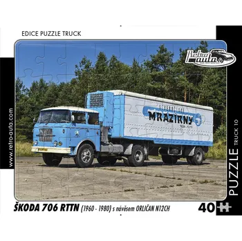 Puzzle Puzzle 40 dílků papírové – nákladní auto Škoda 706 RTTN s návěsem