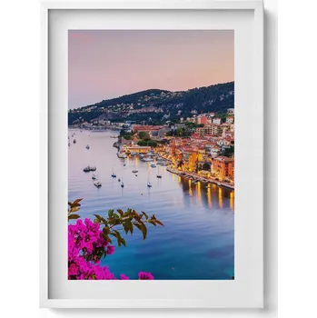 Obraz Dekorativní nástěnný obraz v bílém rámu Azurové pobřeží 50x70 cm