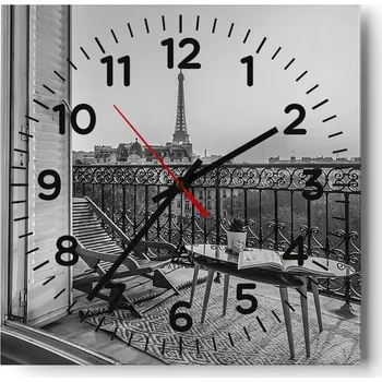 Hodiny Nástěnné hodiny do obýváku 40x40 Město Bez Hlučné Skleněné hodiny Tiché