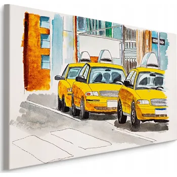 Obraz Nástěnný obraz Žluté taxíky AKVAREL Dekorace 100x70