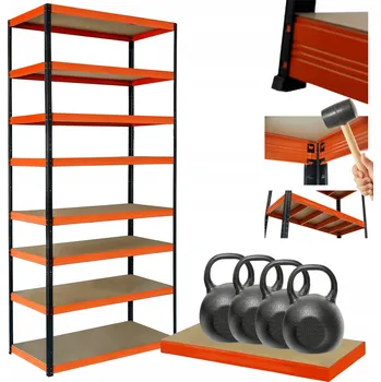 Dílenský regál Kovový regál skladový stojan HELIOS 270x75x30cm 8 polic x 400kg VYSOKÝ