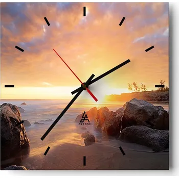 Hodiny Velké nástěnné hodiny 40x40 Krajina Skleněné hodiny Tiché