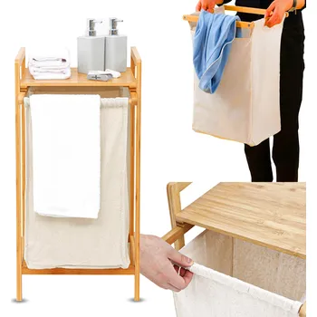 Koš na prádlo BAMBUSOVÝ KOŠ NA PRÁDLO S POLICÍ 40L loft