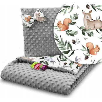 Polštář KOCYK MINKY 75x100 cm PŘIKRÝVKA + POLŠTÁŘ ZAVINOVAČKA KOMPLET BABYMAM