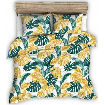 Povlečení Krepové povlečení 160x200 zelené zlaté listy