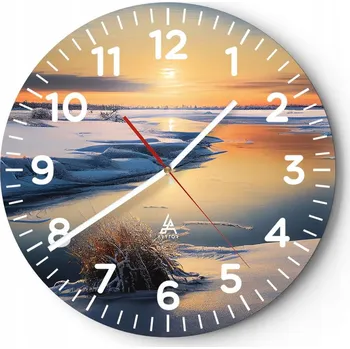 Hodiny Kuchyňské nástěnné hodiny 30x30 Zima Moderní skleněné hodiny do obýváku Tiché
