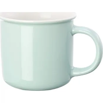 AveTech Mintový porcelánový hrnek s bílým lemem imitující smalt