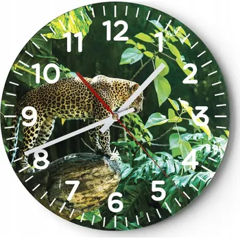 Hodiny Kuchyňské nástěnné hodiny 30x30 Džungle Moderní skleněné hodiny do obýváku Tiché