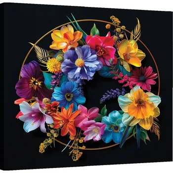 Obraz OBRAZ DO OBÝVÁKU NA ZEĎ KYTICE BAREVNÝCH KVĚTŮ 30x30