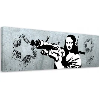 Obraz OBRAZ NA PLÁTNĚ Banksy Mona Lisa s Bazookou CANVAS 120x40