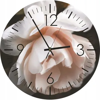 Hodiny Nástěnné HODINY KULATÝ Foto-obraz 40cm Květina